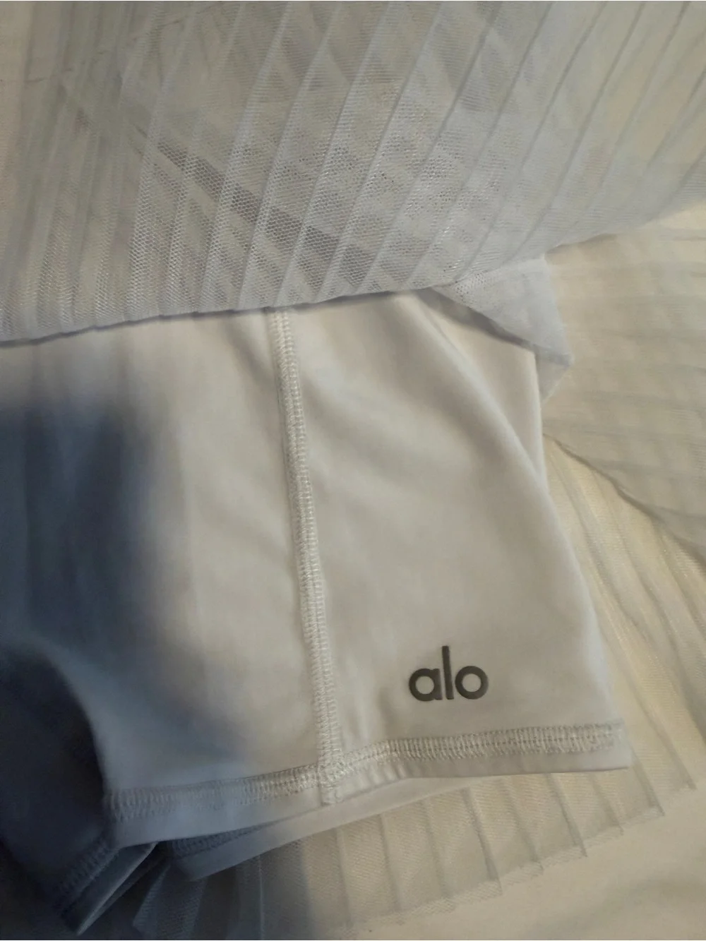 ALO Yoga White Mesh Pleated Tennis Skort